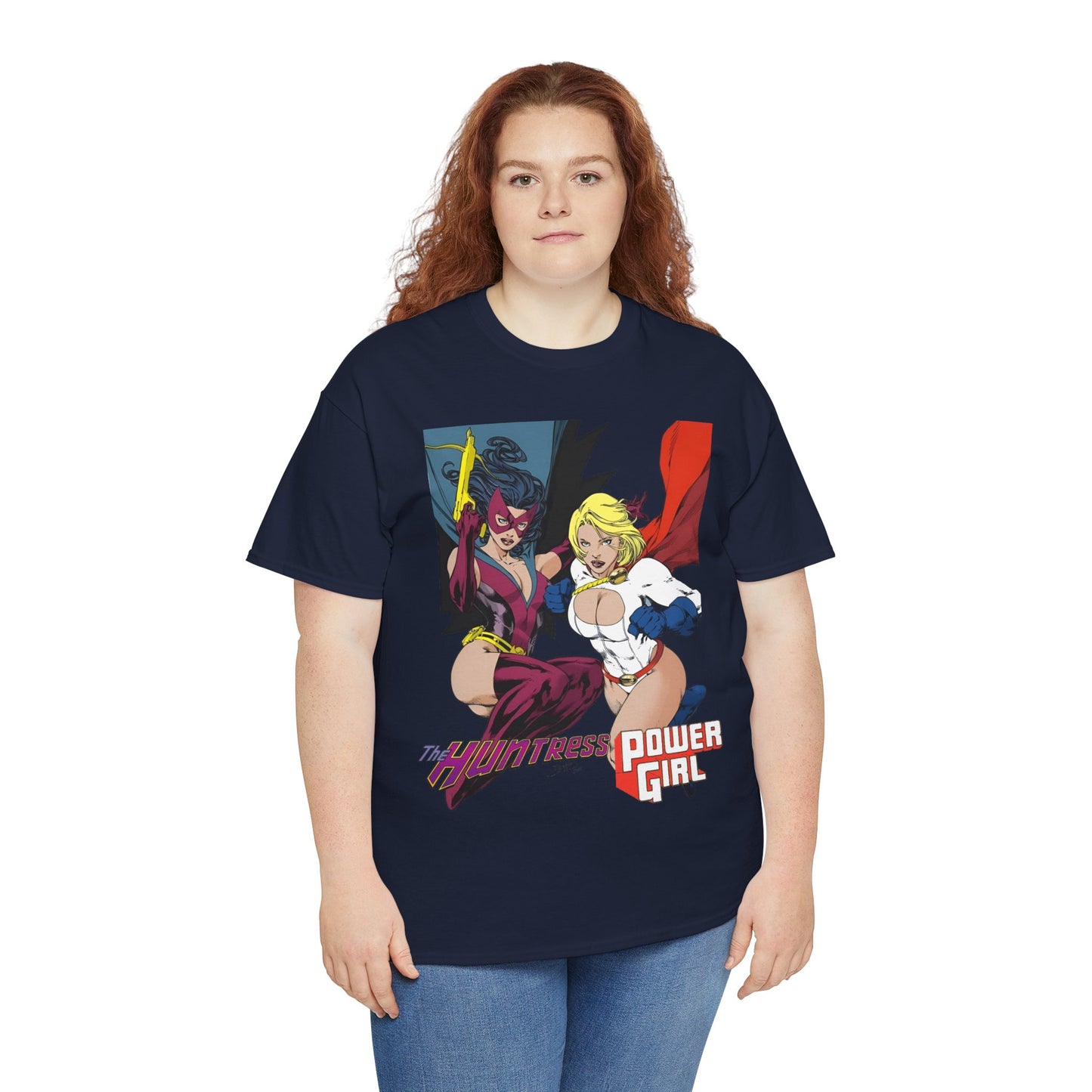 Huntress & Power Girl T-Shirt - Ed Benes Art - Justice Society, JSA, Earth 2 - DC Comics Bronze Age, Pre-Crisis Heroes