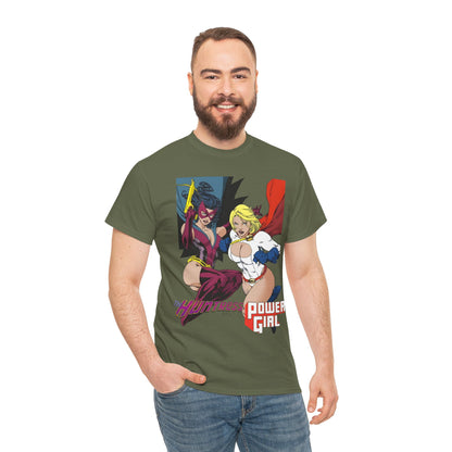 Huntress & Power Girl T-Shirt - Ed Benes Art - Justice Society, JSA, Earth 2 - DC Comics Bronze Age, Pre-Crisis Heroes