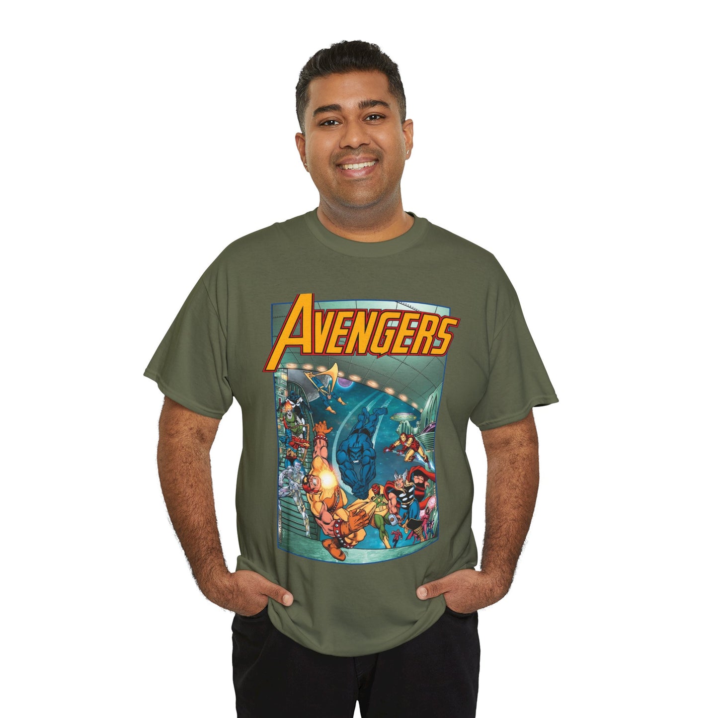 Avengers Vs Guardians of the Galaxy T-Shirt - George Perez Art - Tomorrow's Avengers - Thor, Captain America, Iron Man, Scarlet Witch, Vision, Wonder Man - Marvel Comics