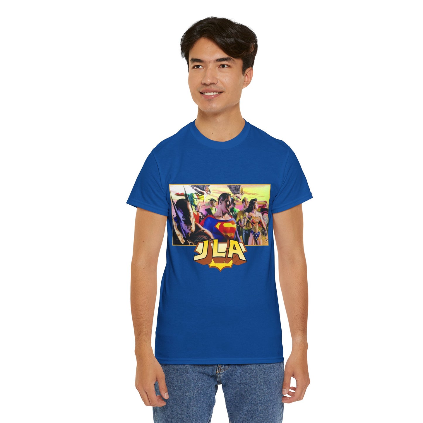 JLA T-Shirt - Alex Ross Art - Superman, Batman, Wonder Woman, Hawkman, Green Lantern, Black Canary, Flash, Martian Manhunter, Green Arrow - Justice League - DC Comics