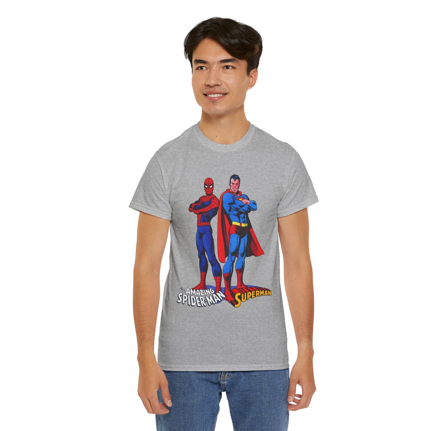 Amazing Spider-Man & Superman T-Shirt - Classic 1970s Marvel/DC Comics Crossover - Peter Parker & Clark Kent