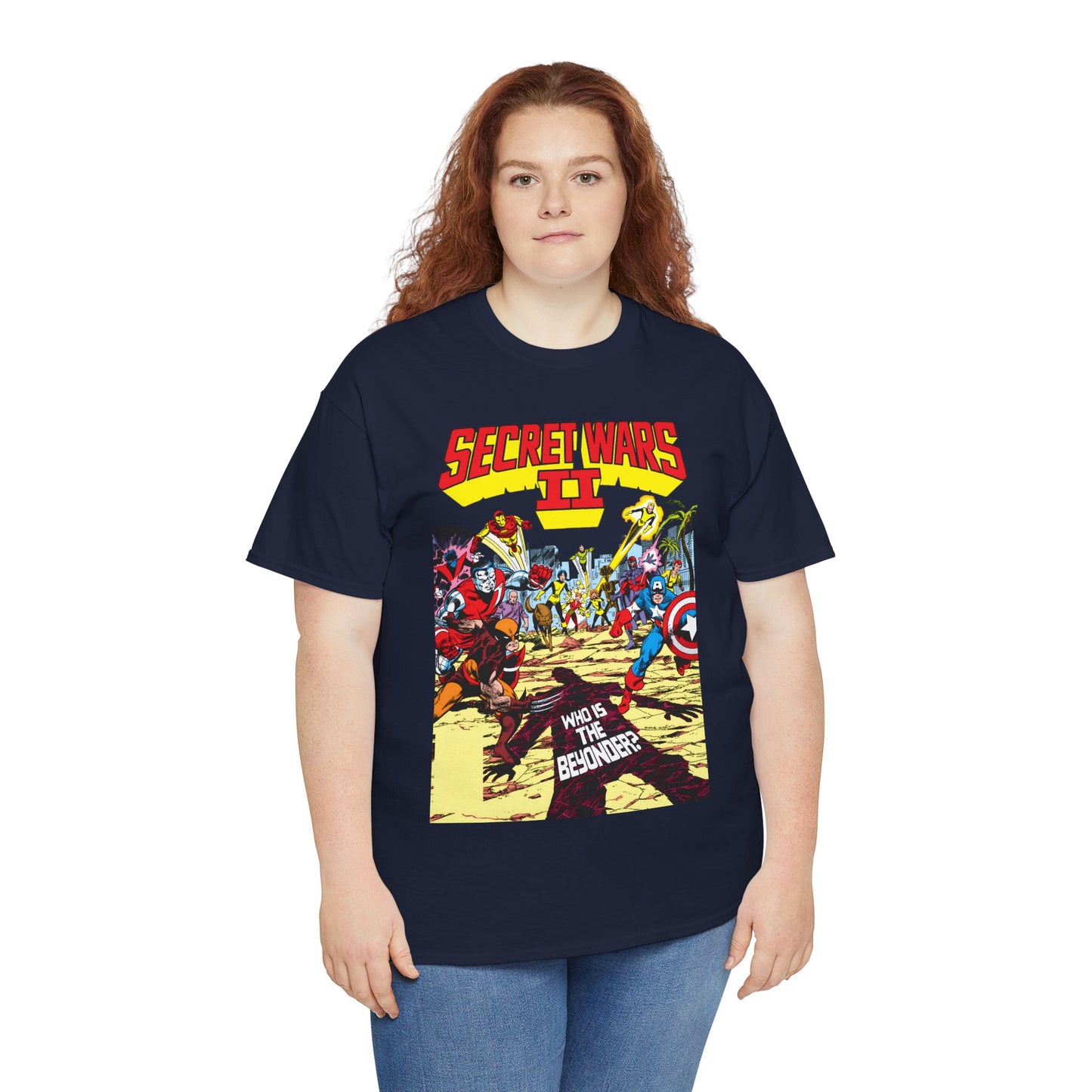 Secret Wars II T-Shirt - John Byrne Art - X-Men, New Mutants, Captain America - The Beyonder - Marvel Comics Series, 1980s