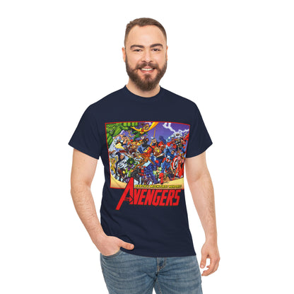 Avengers T-Shirt - George Perez Art - Marvel Comics - Captain America, Iron Man, Thor, She-Hulk, Hawkeye, Vision, Quicksilver - Classic Cover
