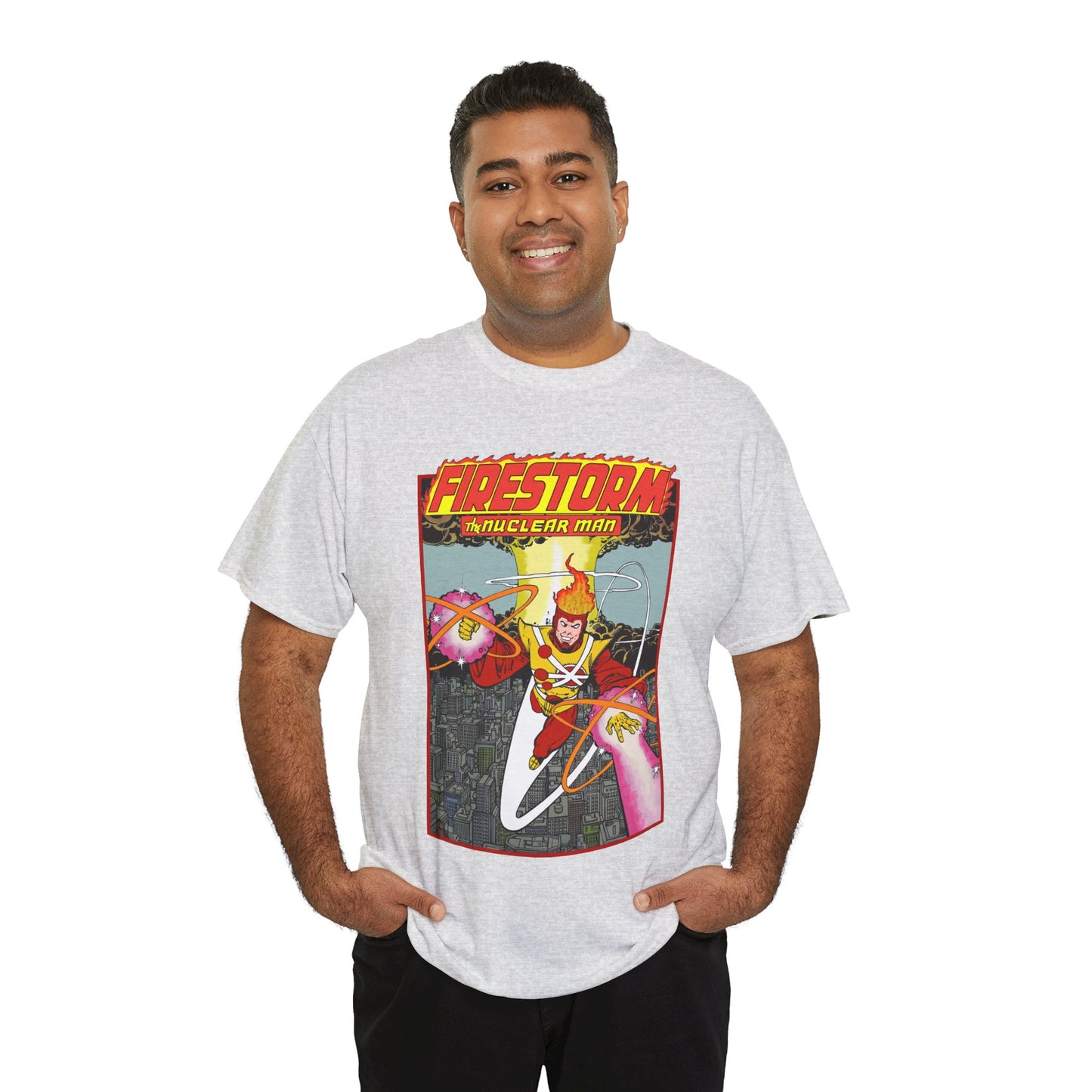 Firestorm the Nuclear Man T-Shirt - George Perez JLA Postcard Art 1980s - DC Comics - Justice League of America Member