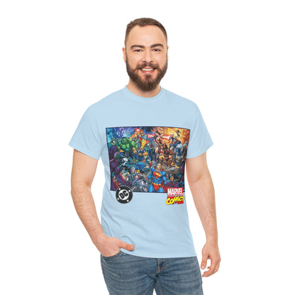DC Vs Marvel T-Shirt - Jim Lee Art - Batman, Superman, Spider-Man, Wolverine, Wonder Woman, Daredevil, Hulk, Captain America, Deathstroke, Storm, Colossus - DC Comics, Marvel Comics Crossover