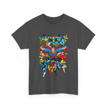DC Legends T-Shirt - Linda Medley, Arthur Adams Art - Superman, Wonder Woman, Batman, Creeper, Black Canary, Guy Gardner, Blue Beetle, Booster Gold, Dr. Fate, Flash - DC Comics