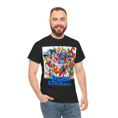 Legion of Super-Heroes T-Shirt - Greg Laroque Art - Who's Who in DC Comics - Superboy, Cosmic Boy, Dream Girl, Dawnstar, Supergirl, Sun Boy, Wildfire, Element Lad, Invisible Kid, Saturn Girl, Lightning Lad - DC Comics