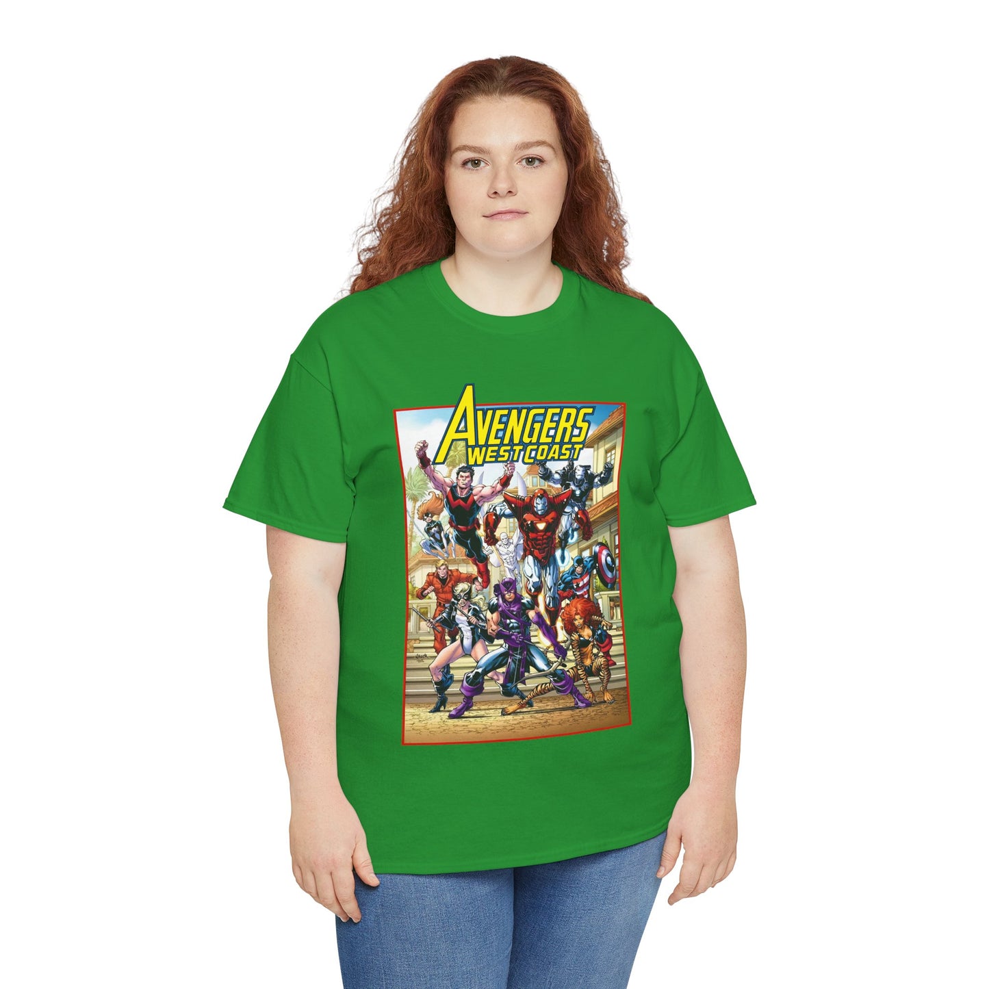 West Coast Avengers T-Shirt - Todd Nauck Art - Hawkeye, Iron Man, Wonder Man, Tigra, Vision - Marvel Comics