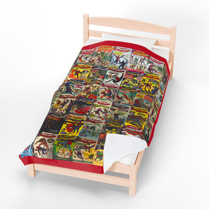 Amazing Spider-Man Velveteen Plush Blanket 60x80" - Steve Ditko Art - Classic Silver Age Covers - Peter Parker - Marvel Comics
