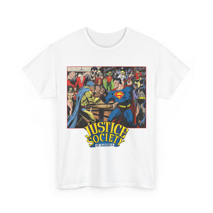 Justice Society of America T-Shirt - Superman, Wonder Woman, Atom, Starman, Huntress, Power Girl, Green Lantern, Batman, Plastic Man, Flash - JSA - DC Comics
