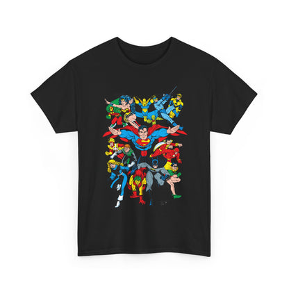 DC Legends T-Shirt - Linda Medley, Arthur Adams Art - Superman, Wonder Woman, Batman, Creeper, Black Canary, Guy Gardner, Blue Beetle, Booster Gold, Dr. Fate, Flash - DC Comics