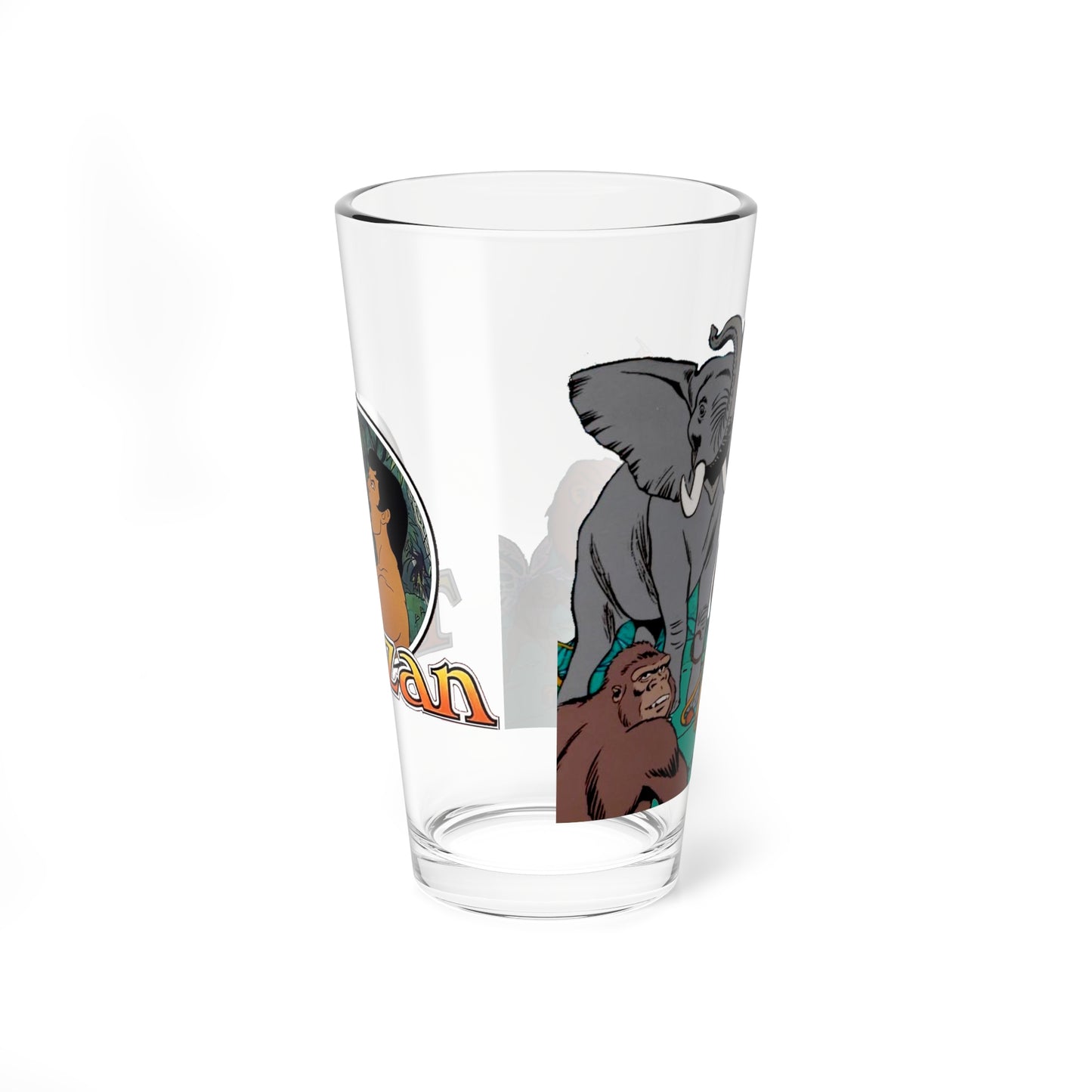 Tarzan 16oz Pint Glass - Lord of the Jungle - Filmation Saturday Morning Cartoon 1980s