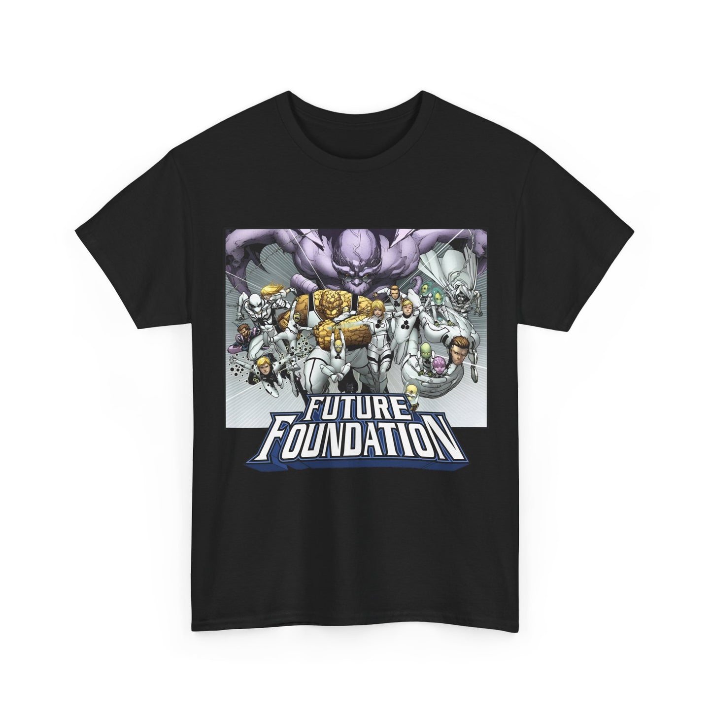 Future Foundation T-Shirt - Marko Djurdjevic Art - Spider-Man, Mr. Fantastic, Invisible Woman, The Thing, Dr. Doom, Bentley 23, Dragon Man, the Moloids - Marvel Comics