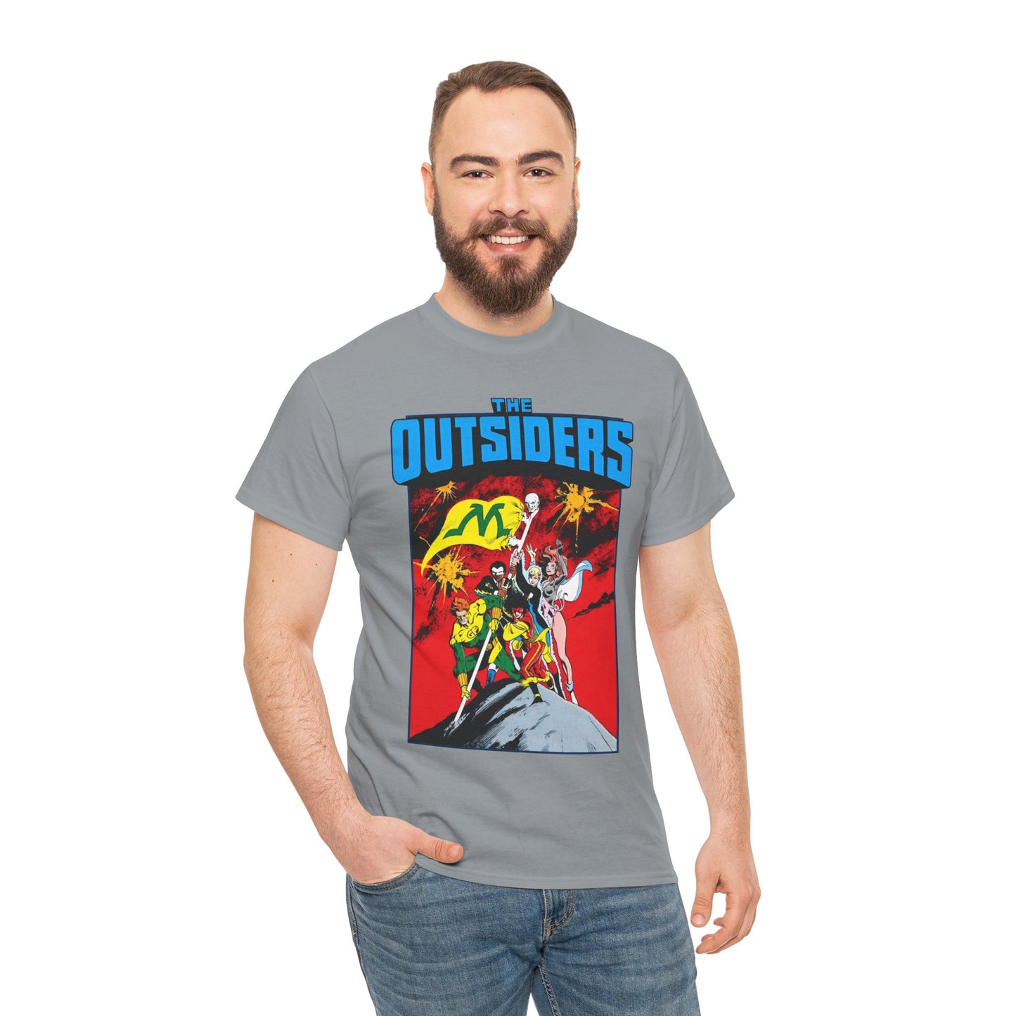 Outsiders T-Shirt - Alan Davis Art - Geo-Force, Halo, Black Lightning, Metamorpho, Katana - DC Comics