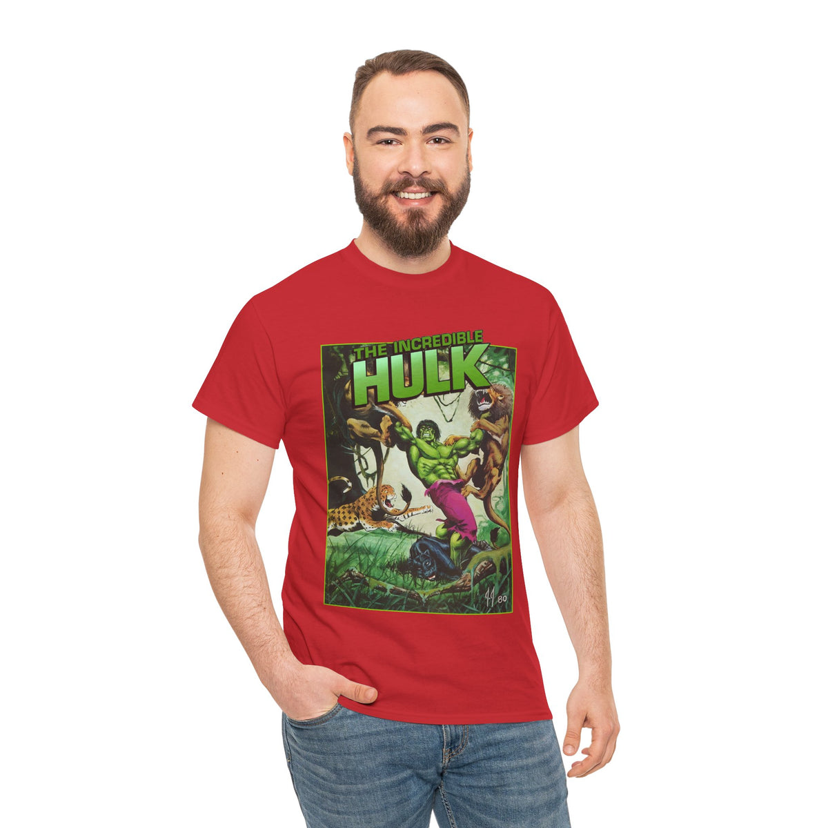Incredible Hulk T-Shirt - Joe Jusko Art - Hulk Fighting Lions and Tigers - Marvel Comics