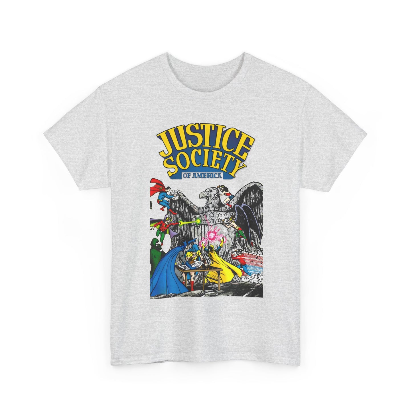 Justice Society T-Shirt - George Perez Art - Dr Fate, Atom, Spectre, Wonder Woman, Flash, Batman, Superman, Hawkman - JSA - DC Comics