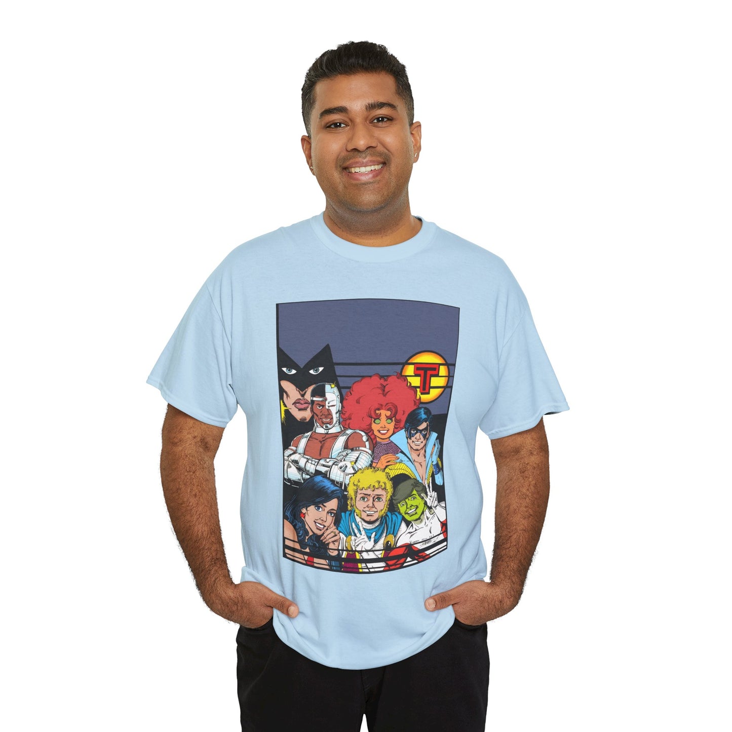 New Teen Titans T-Shirt - George Perez Painted Art - Nightwing, Wonder Girl, Raven, Jericho, Cyborg, Starfire, Changeling - DC Comics