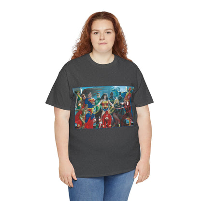 Justice League T-Shirt - Alex Ross Art - Superman, Wonder Woman, Batman, Flash, Black Canary, Vixen, Black Lightning, Green Lantern, Geo-Force, Red Tornado - DC Comics