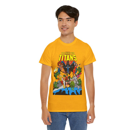 New Teen Titans T-Shirt - George Perez Art - Robin, Wonder Girl, Kid Flash, Changeling, Starfire, Cyborg, Raven - DC Comics - Classic 1980s Series