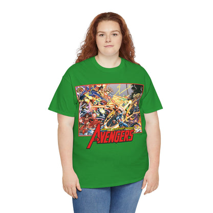 Avengers Vs Thunderbolts T-Shirt - George Perez Art - Captain America, Iron Man, Wonder Man, Scarlet Witch, Hawkeye, Citizen V, MACH-1, Techno, Atlas, Songbird - Marvel Comics