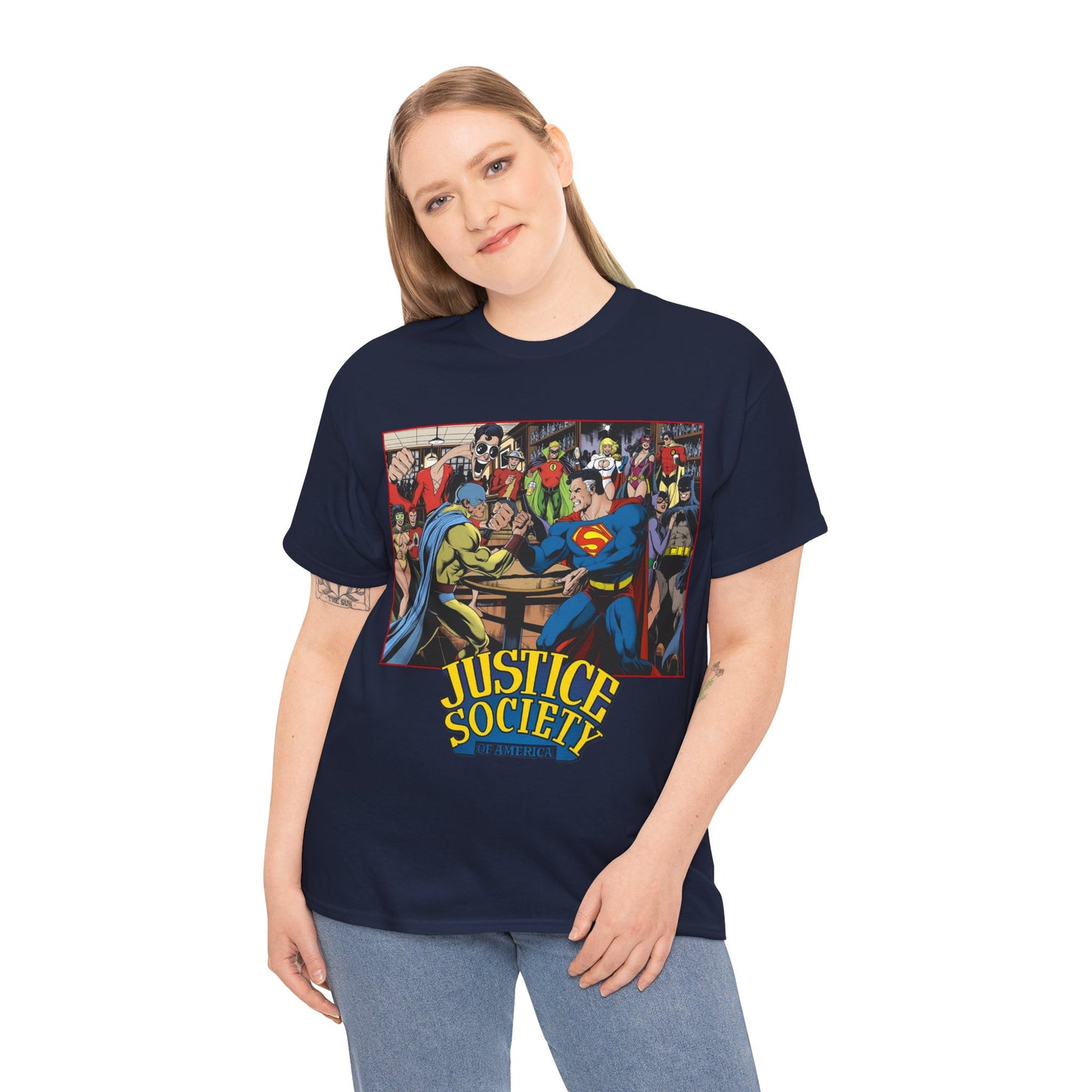 Justice Society of America T-Shirt - Superman, Wonder Woman, Atom, Starman, Huntress, Power Girl, Green Lantern, Batman, Plastic Man, Flash - JSA - DC Comics