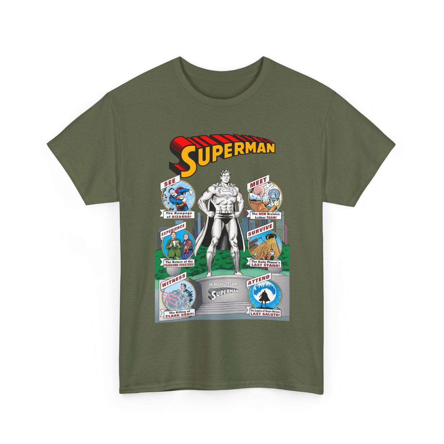 Superman T-Shirt - Curt Swan Art - Whatever Happened to the Man of Tomorrow? - Brainiac, Lex Luthor, Bizarro, Toyman, Daily Planet - Alan Moore Story - DC Comics