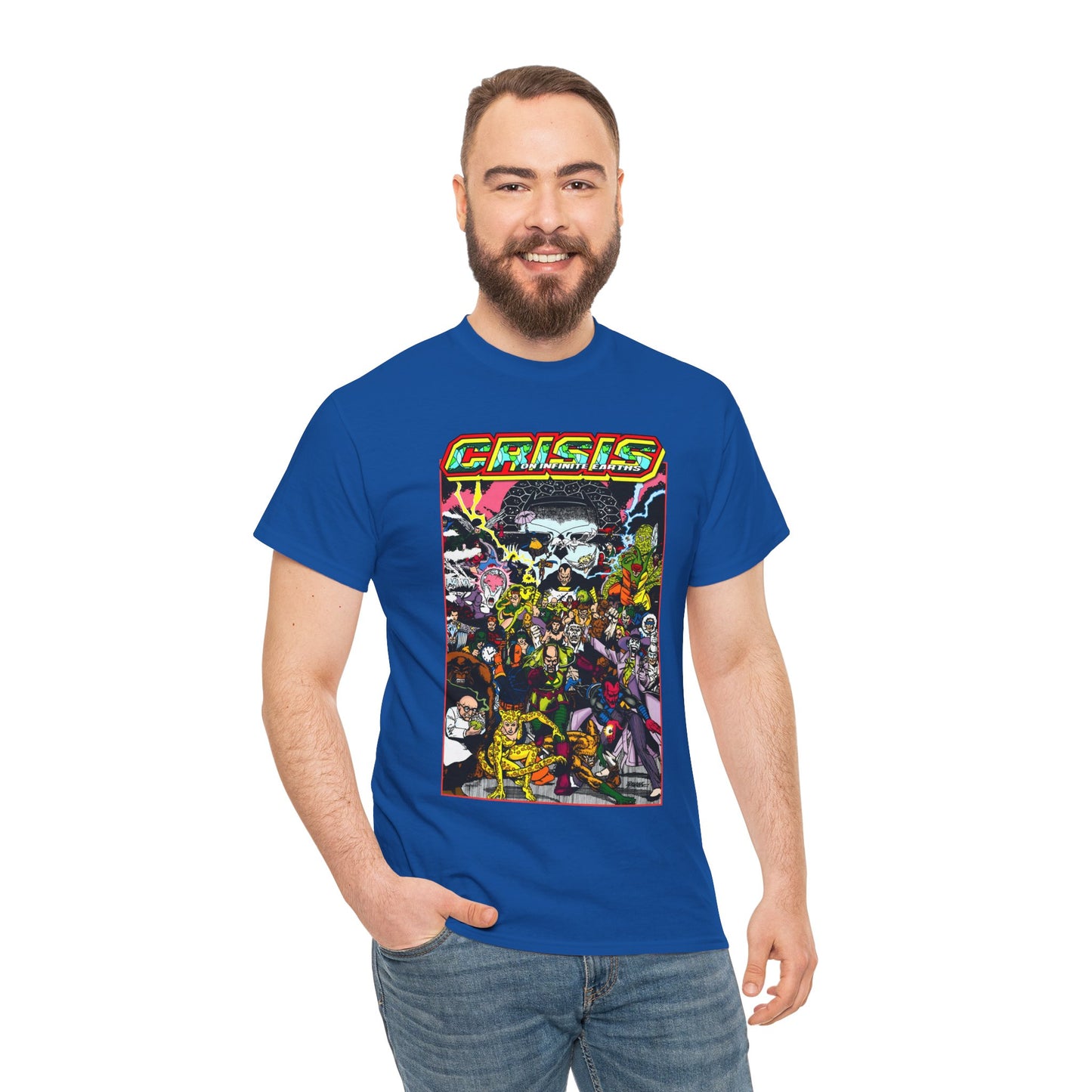 Crisis on Infinite Earths T-Shirt - DC Comics - George Perez Art - Joker, Lex Luthor, Cheetah, Solomon Grundy, Black Adam, Deathstroke, Validus - #9 Cover - DC Comics