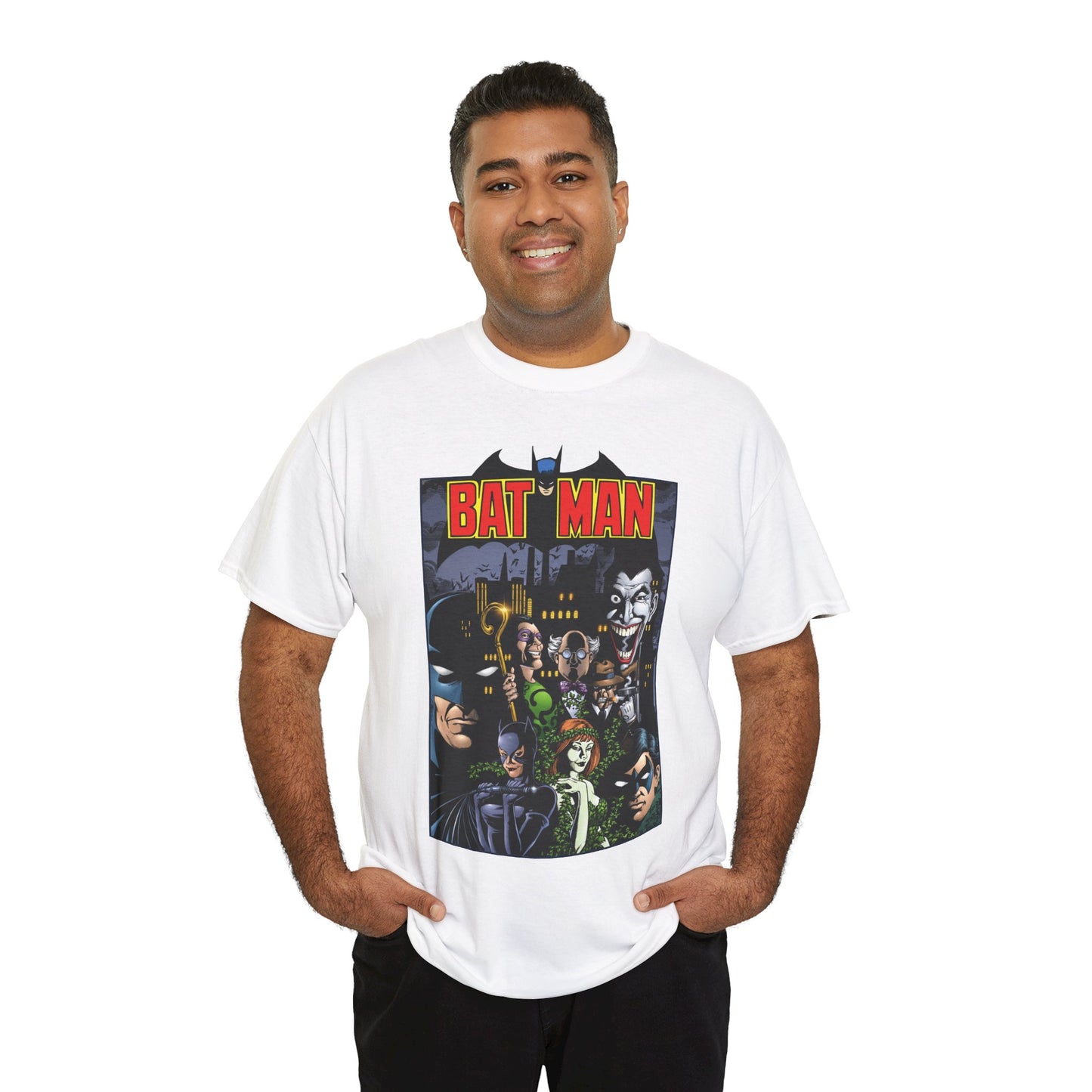 Batman T-Shirt - George Perez Art - Arkham Asylum - Joker, Catwoman, Poison Ivy, Riddler, Nightwing - DC Comics