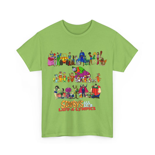 Scooby's All-Star Laff-A-Lympics T-Shirt - Hanna-Barbera Cartoon - Speed Buggy, Yogi Bear, Grape Ape, Scooby Dum, Shaggy, Wally Gator