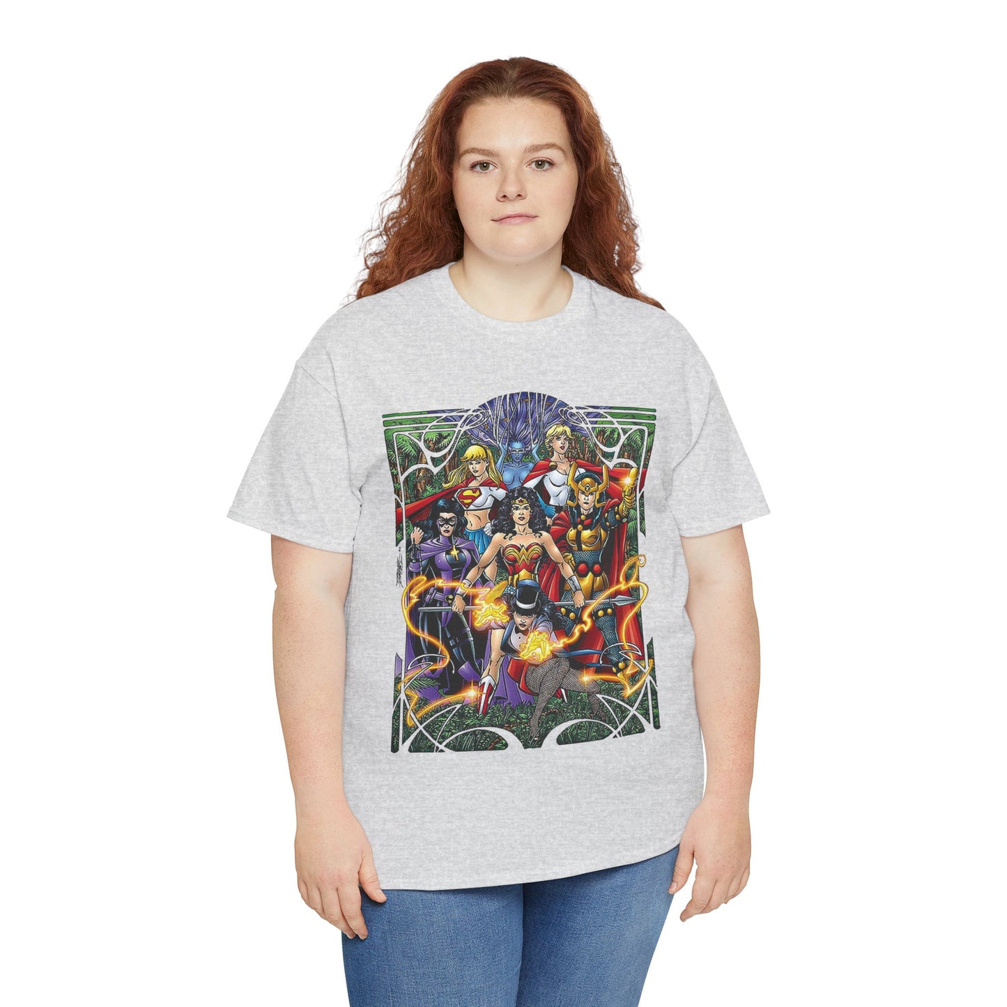 Justice League of Amazons T-Shirt - George Perez Art - Wonder Woman, Zatanna, Supergirl, Power Girl, Huntress, Big Barda - JLA - DC Comics