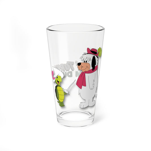 Touché Turtle & Dum Dum Pint Glass, 16oz - Hanna-Barbera Cartoon 1960s TV - Heroic Fencers - Touché away! - Animated Classic