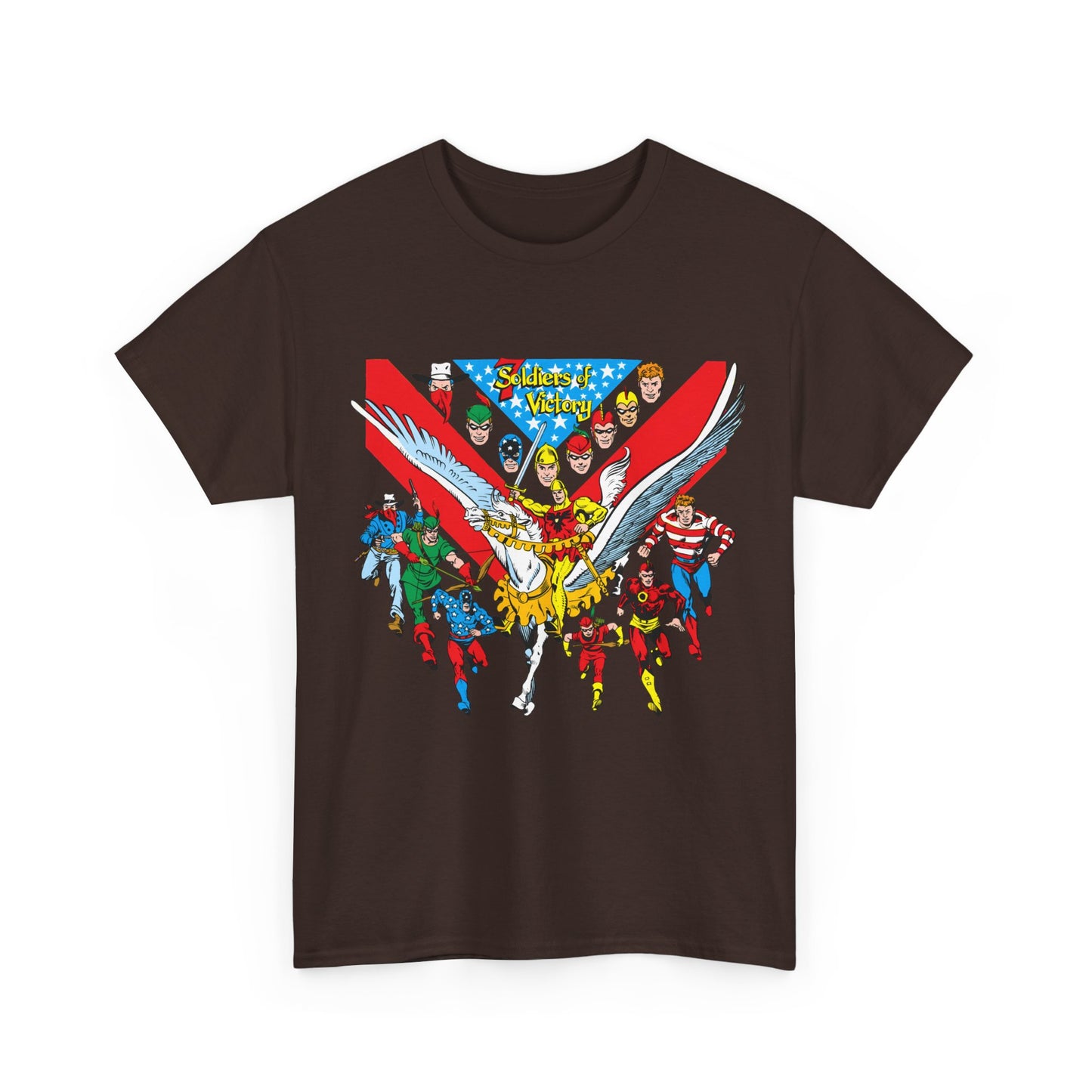 7 Soldiers of Victory T-Shirt - Speedy, Vigilante, Green Arrow, Stripesy, Crimson Avenger, Star-Spangled Kid - Golden Age Heroes of the DC Universe