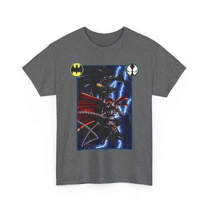 Batman & Spawn T-Shirt - Todd McFarlane Art - Gotham City, Frank Miller Story - DC Comics & Image Comics