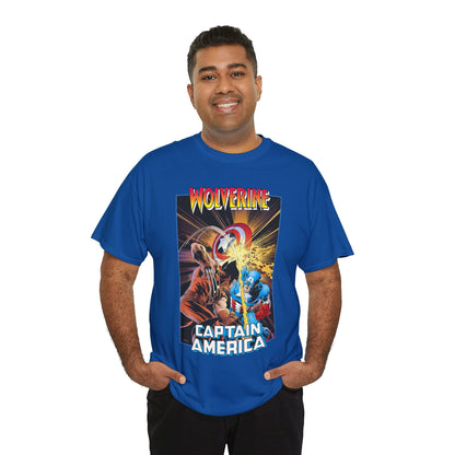 Wolverine Vs Captain America T-Shirt - Mike Zeck Classic Art - Marvel Comics