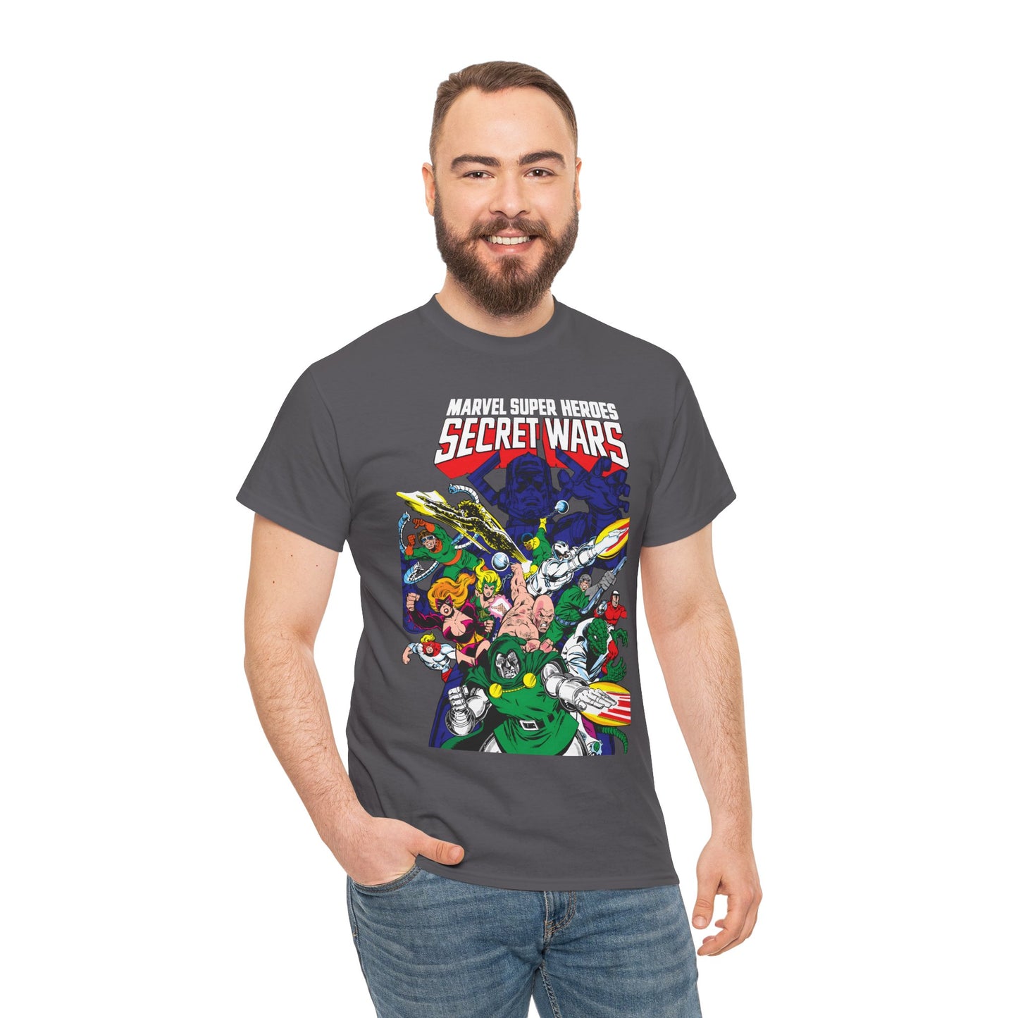 Marvel Super-Heroes Secret Wars T-Shirt - The Bad Guys - Dr Doom, Galactus, Doctor Octopus, Titania, Absorbing Man, Enchantress - Marvel Comics Series
