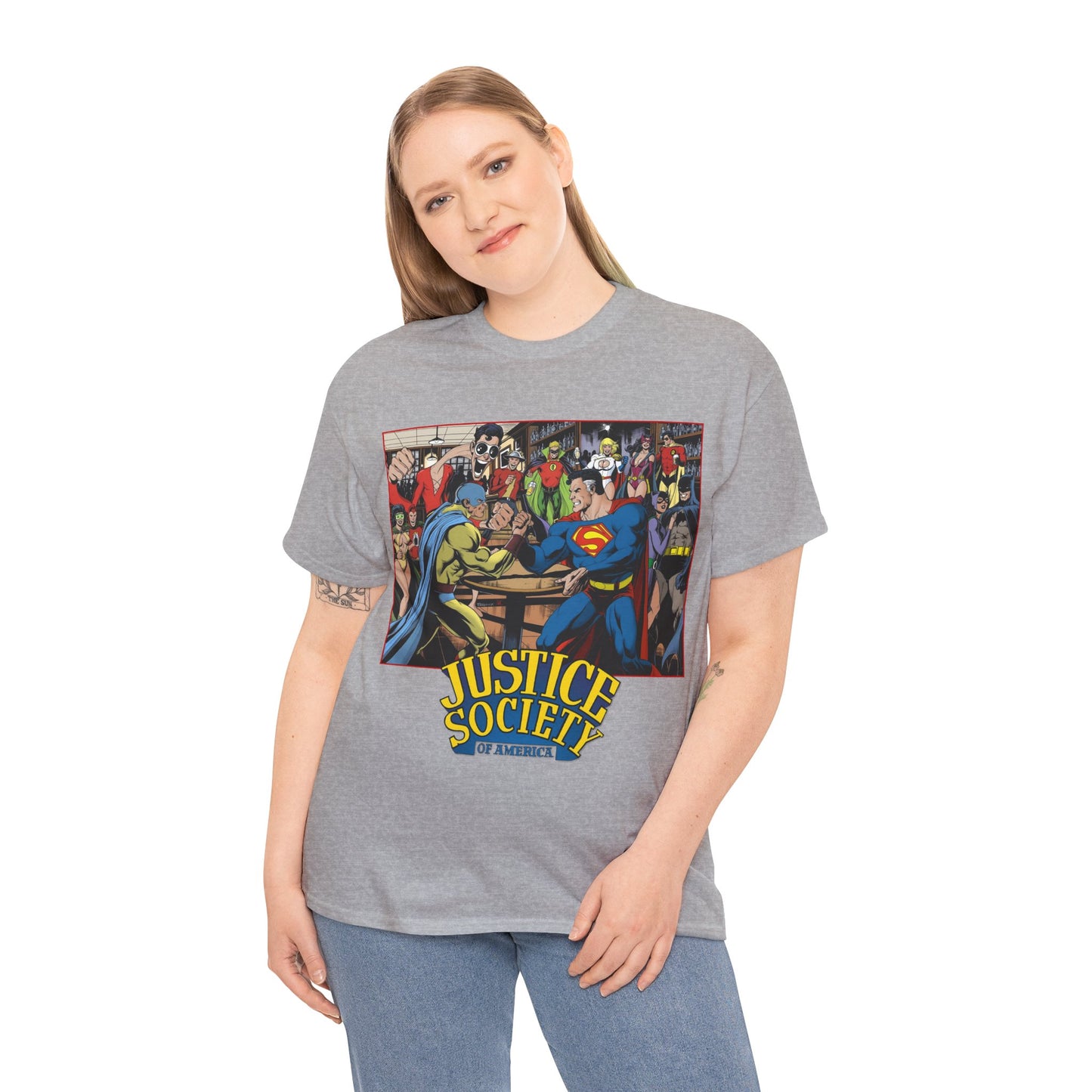 Justice Society of America T-Shirt - Superman, Wonder Woman, Atom, Starman, Huntress, Power Girl, Green Lantern, Batman, Plastic Man, Flash - JSA - DC Comics