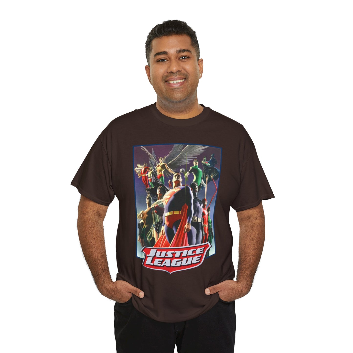 Justice League T-Shirt - Alex Ross Art - Superman, Wonder Woman, Black Canary, Hawkman, Flash, Aquaman, Atom - DC Comics