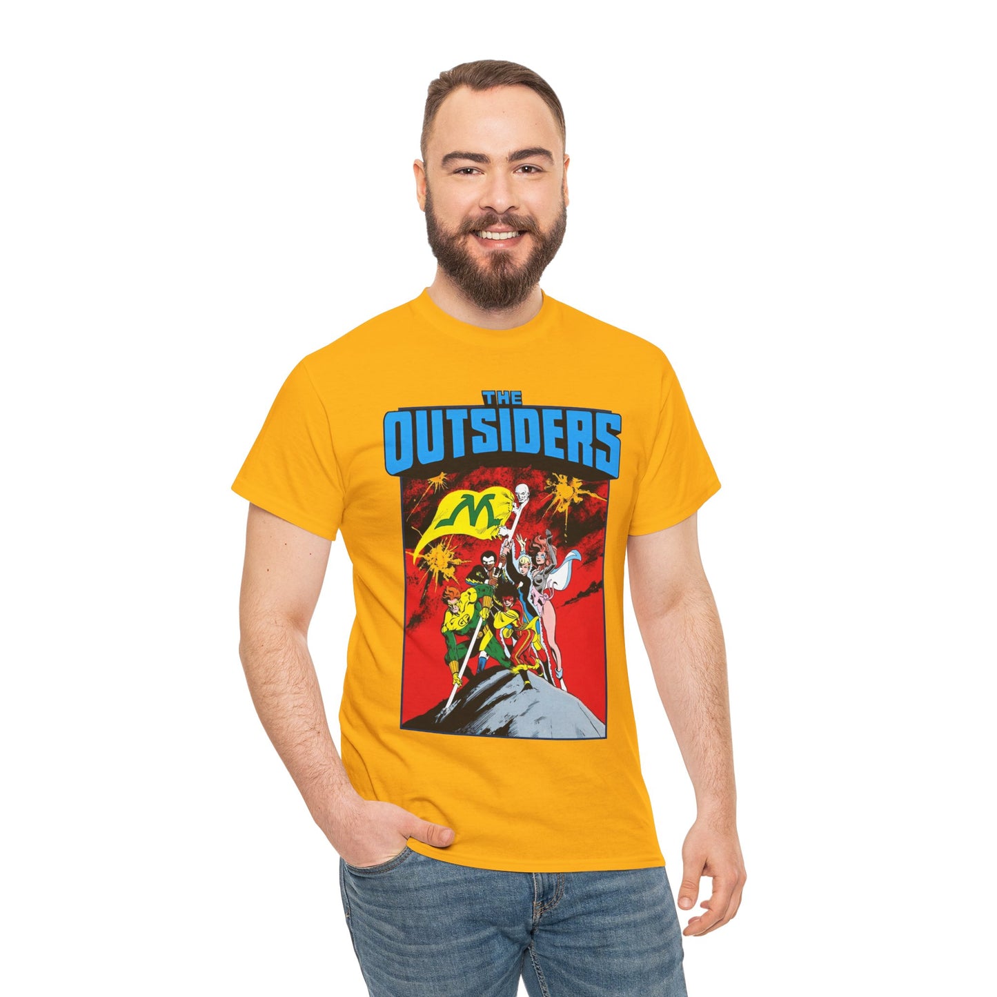 Outsiders T-Shirt - Alan Davis Art - Geo-Force, Halo, Black Lightning, Metamorpho, Katana - DC Comics