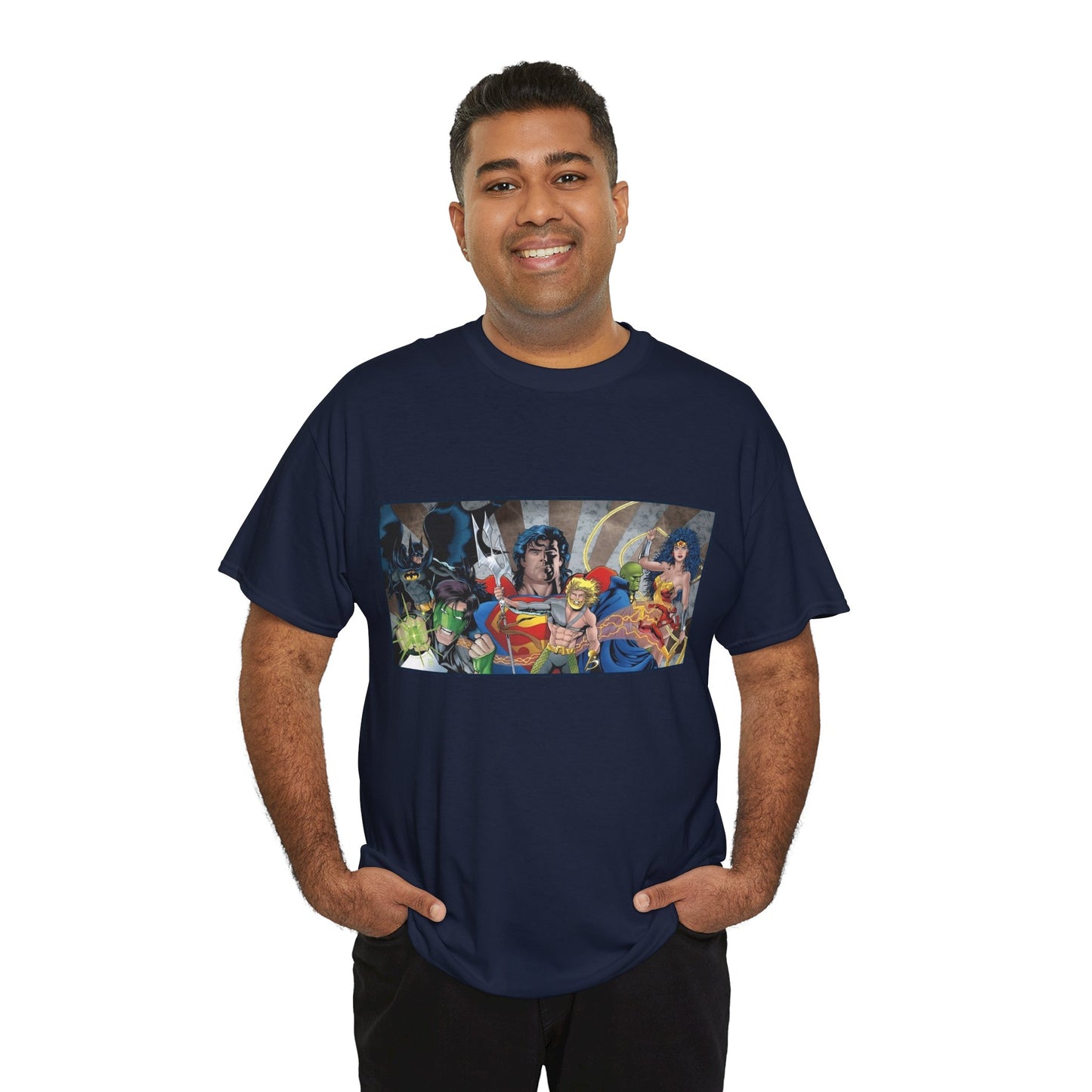 Justice League T-Shirt - Kevin Maguire Art - Superman, Wonder Woman, Flash, Aquaman, Green Lantern - DC Comics