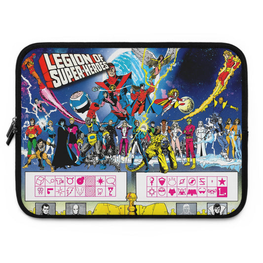 Legion of Super-Heroes Laptop Sleeve (15" or 17") - George Perez Art - DC Comics - Lightning Lad, Cosmic Boy, Timber Wolf, Brainiac 5, Bouncing Boy - History of the DC Universe Art