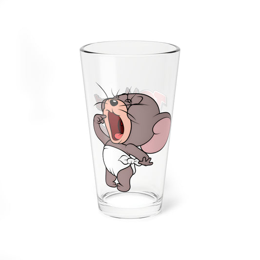 Nibbles Pint Glass, 16oz - Tom & Jerry Cartoon Mouse - "Tuffy" - Hanna-Barbera Saturday Morning Cartoon