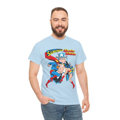 Superman Vs Wonder Woman T-Shirt - José Luis García-López Art - Popular 1970s Tabloid Story - DC Comics