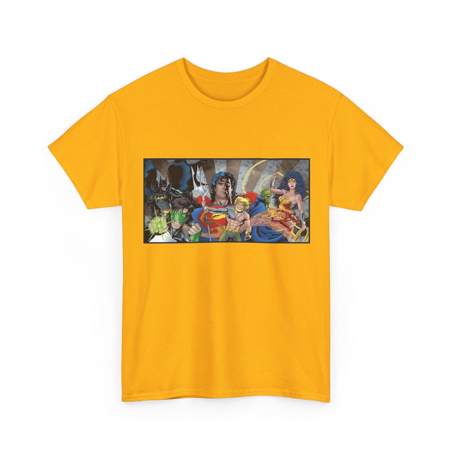 Justice League T-Shirt - Kevin Maguire Art - Superman, Wonder Woman, Flash, Aquaman, Green Lantern - DC Comics