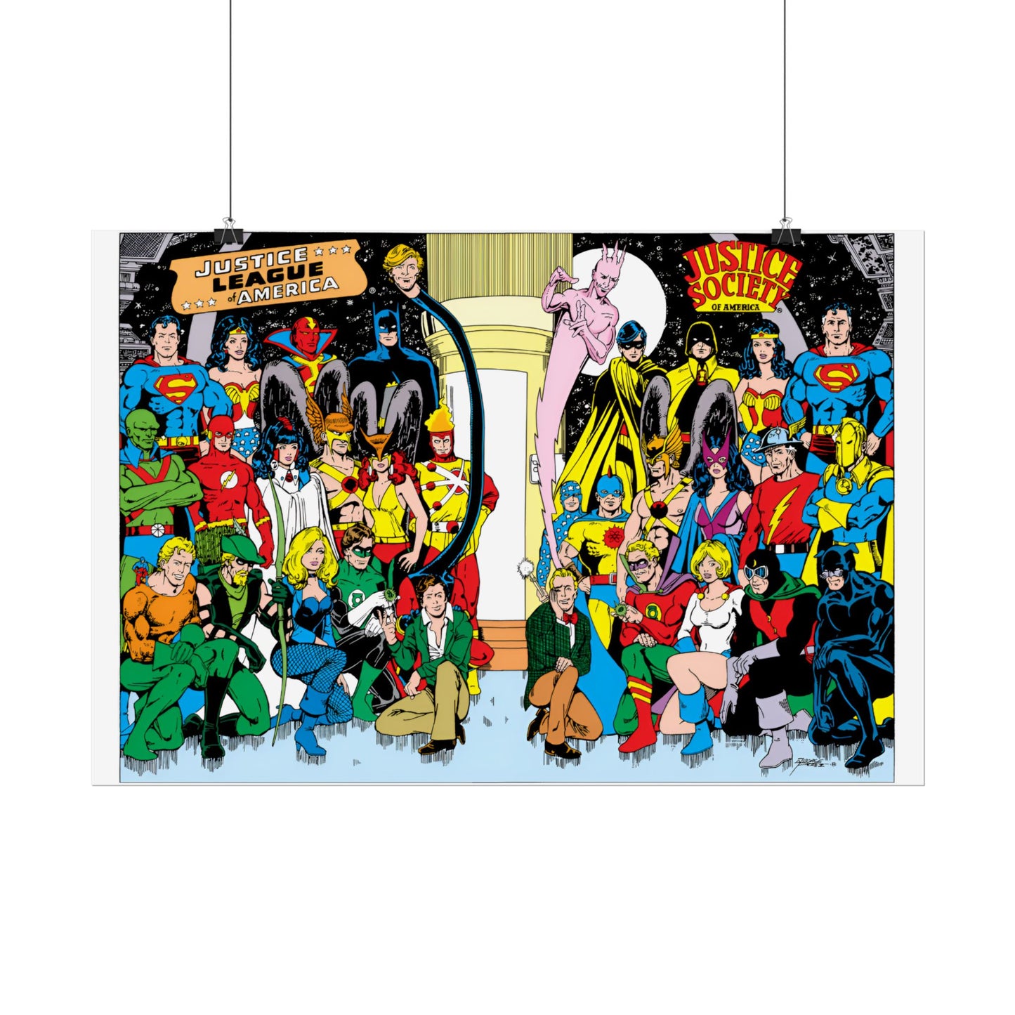 Justice League of America/Justice Society of America Rolled Poster - George Perez - DC Comics - Multiple Sizes Up to 24"x36"