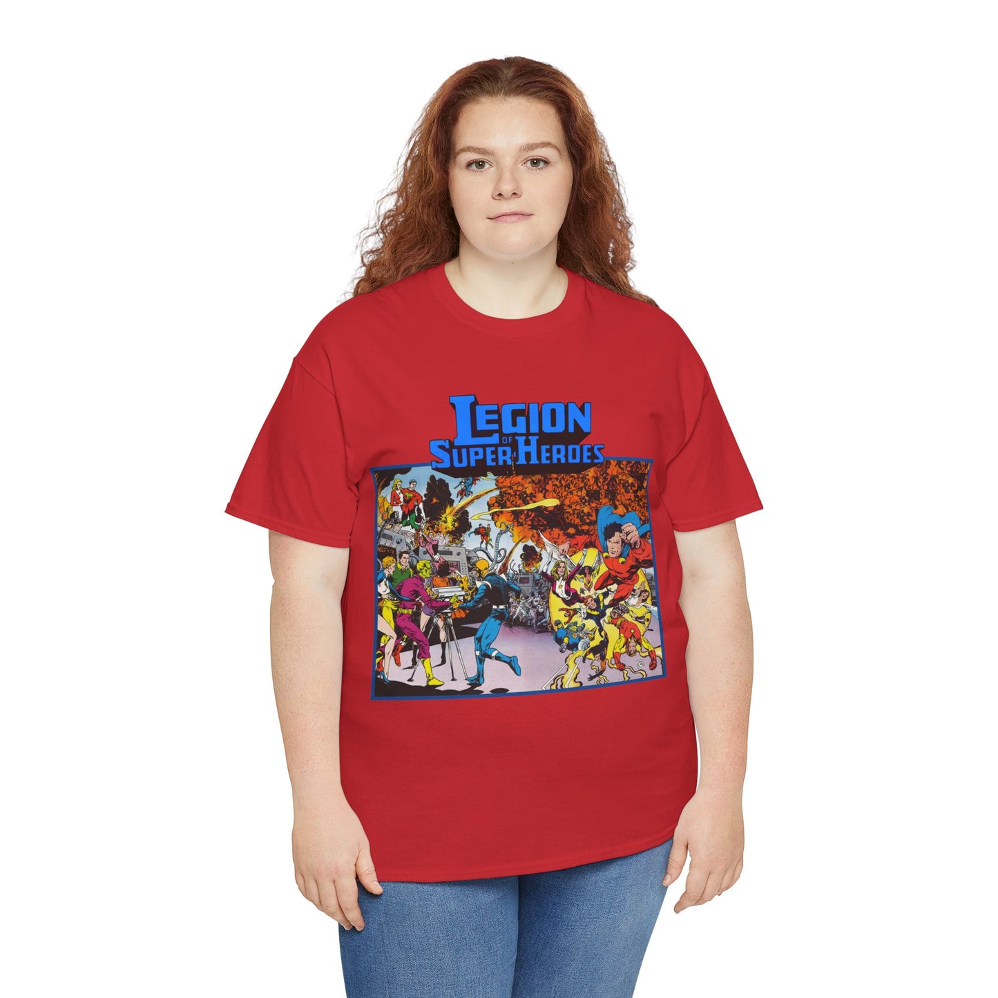 Legion of Super-Heroes T-Shirt - Steve Lightle Art - Mon-El, Saturn Girl, Brainiac 5, Sun Boy, Lightning Lad, Dawnstar, Timber Wolf - LOSH - DC Comics