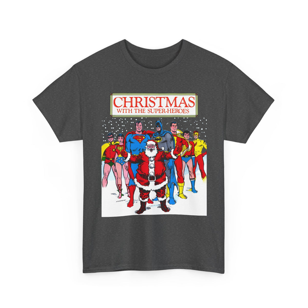 Christmas with the Superheroes T-Shirt - Nick Cardy Art - Superman Batman Captain Marvel Teen Titans Retro Festive Holiday Tee - DC Comics