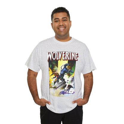Wolverine T-Shirt - Mike Mignola Art - Jungle Adventure - Savage Land Story - Vs A Dinosaur - Logan, X-Men Member - Marvel Comics
