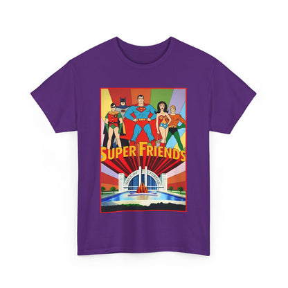 Super Friends T-Shirt - Batman, Superman, Wonder Woman, Robin - Hanna-Barbera Cartoon - DC Comics - Hall of Justice