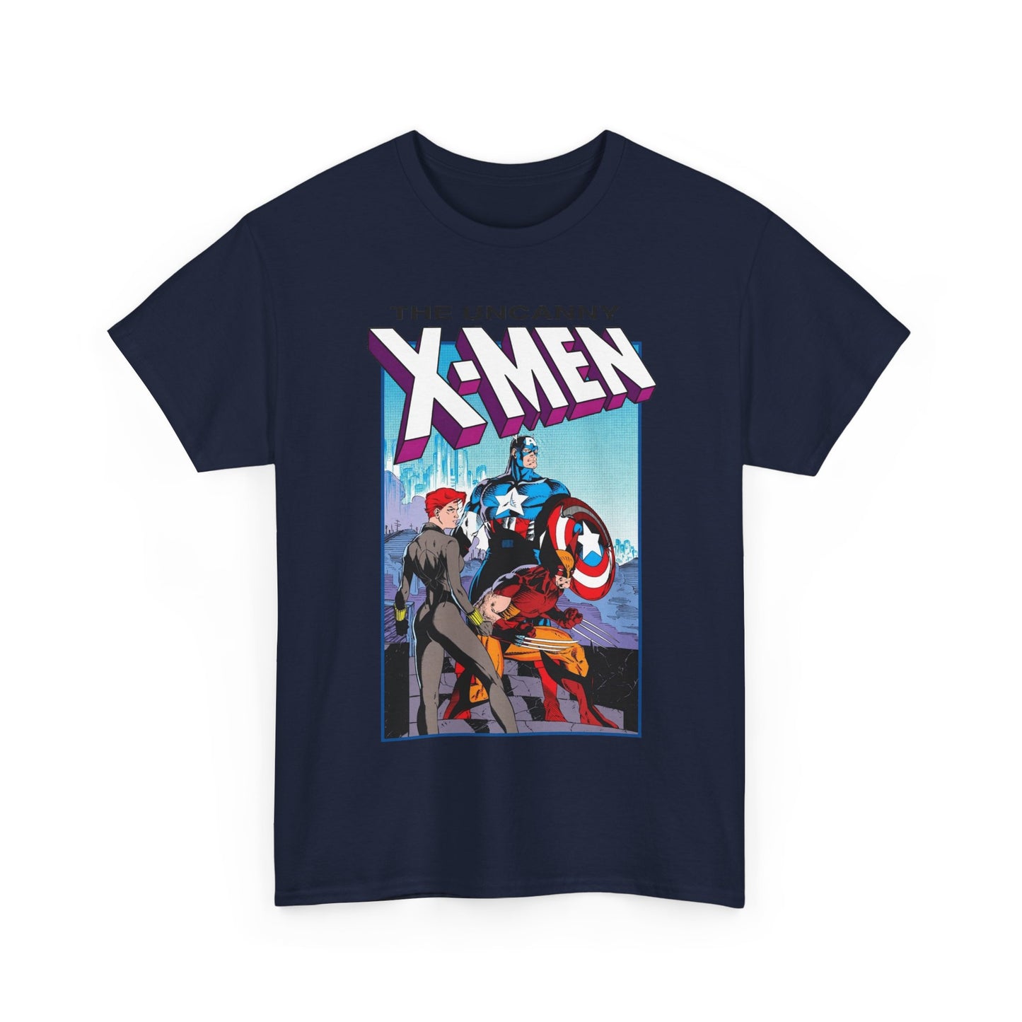 Uncanny X-Men T-Shirt - Jim Lee Art - #268 Cover - Captain America, Black Widow, Wolverine - Marvel Comics