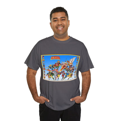 All-Star Squadron T-Shirt - Jerry Ordway Art - JSA Connection - Firebrand, Robotman, Amazing Man, Shining Knight, Tarantula, Dr Fate - Retro 1980s Series - DC Comics